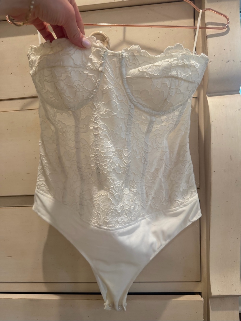 Bardot Cream Lace Bustier Bodysuit